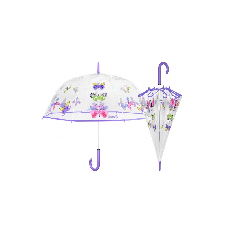 PERLETTI® Dámsky automatický dáždnik BUTTERFLY Transparent