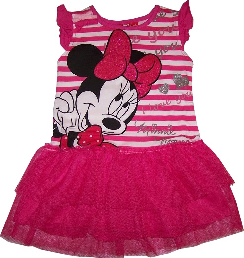 Šaty Minnie Mouse ružovobiele MM25