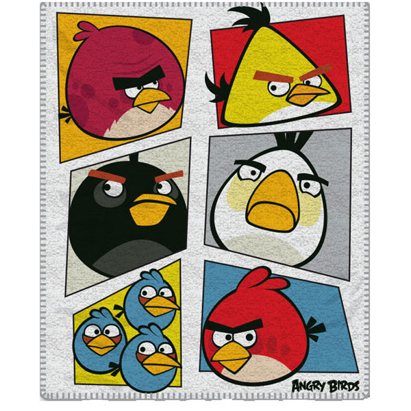Fleece deka Angry Birds biela 120/150